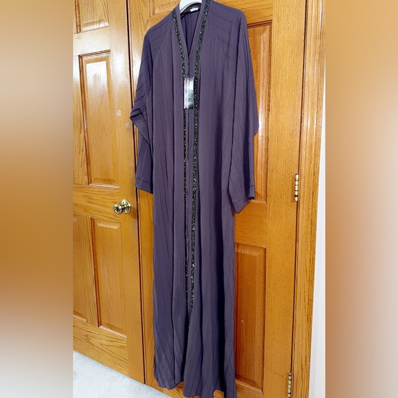 Women’s Abaya Plus Size 6 (3X/4X) Purple Long Sleeve Maxi Beaded Dress NEW - Picture 7 of 8